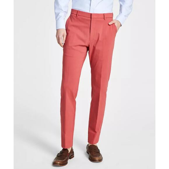 Tommy Hilfiger Men's Coral Red Stretch Modern-Fit TH Flex Dress Pants Size 36x32 - Picture 1 of 5